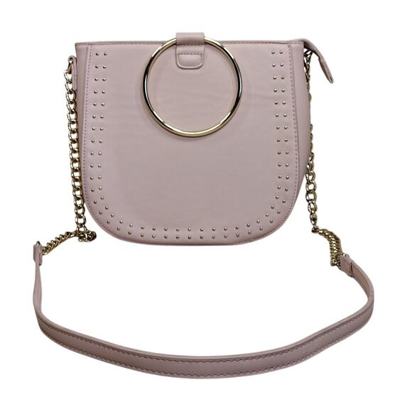 Elegant Studded Gold Light Baby Pink Chain Boho Chick Sheek Crossbody Bag Purse - Picture 1 of 16